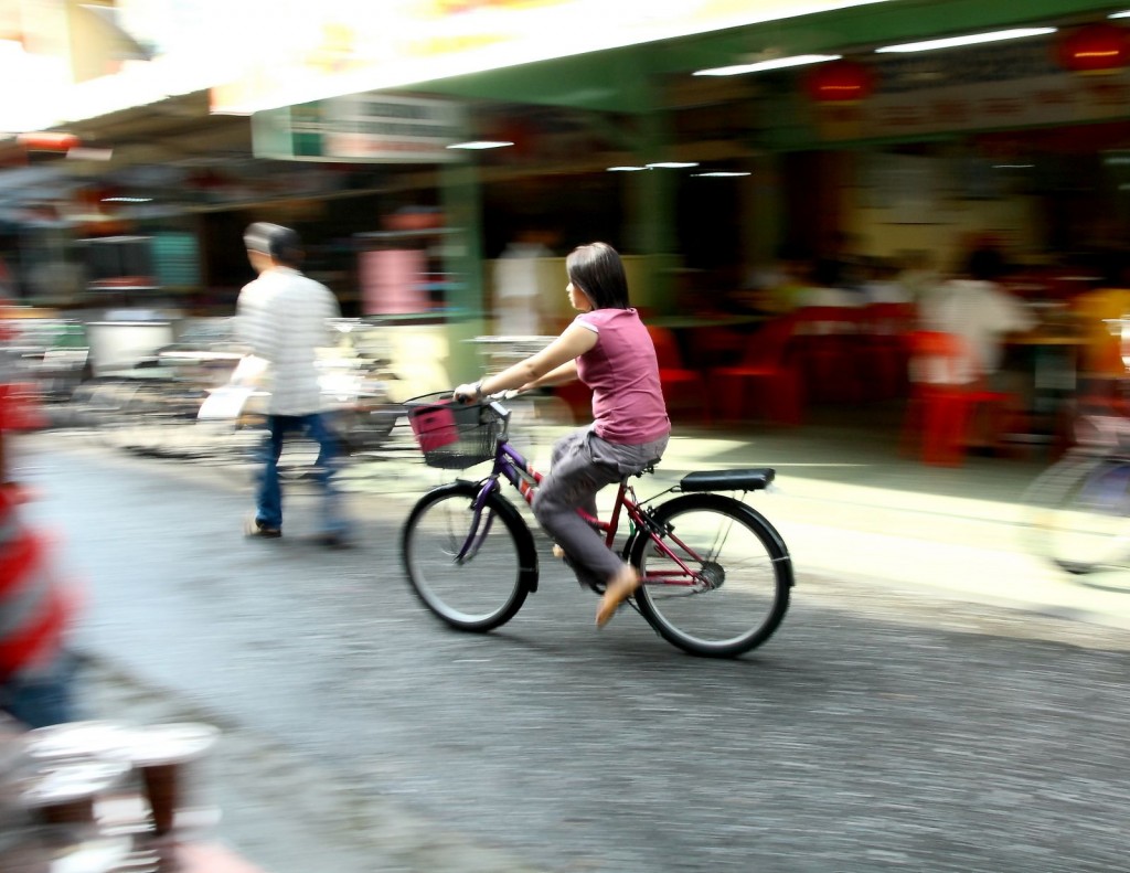 riding a bicycle