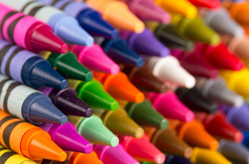 bundling strategy - background of multicolored crayons organized in rows closeup